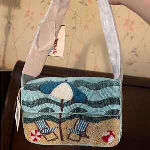 Viral Beach Scene Beaded Handbag